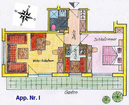 Grundriss der Ferienwohnung Nr.I