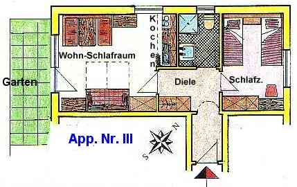 Grundriss der Ferienwohnung Nr.III