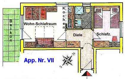 Grundriss der Ferienwohnung Nr. VII